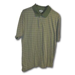 Glacier Performance Men's Striped Short Sleeve Golf Polo Shirt Khaki Large / L